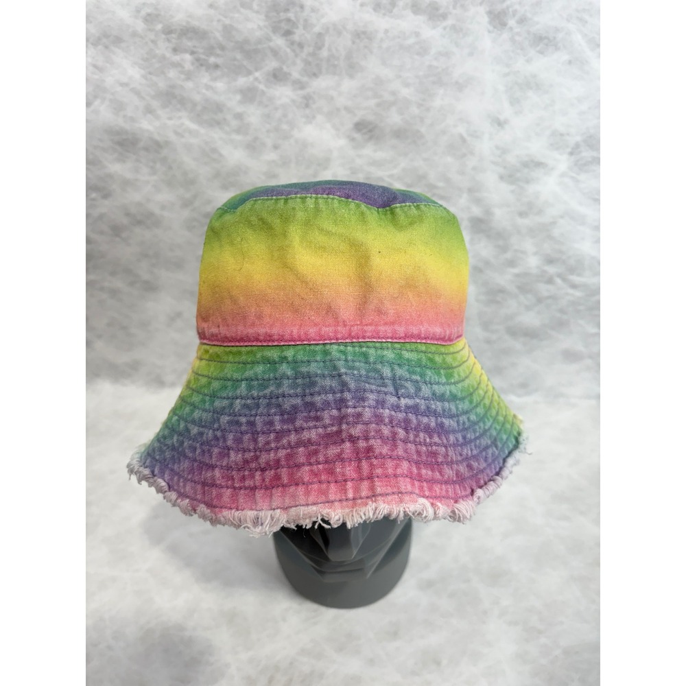 Target Rainbow Ombre Bucket Hat Multi Color Frayed Edge Denim Festival Sun Hat
